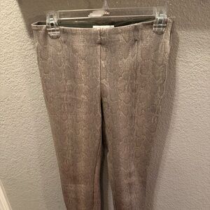 Anthropologie Snakeskin Leggings Size 27 Camel Faux Leather EUC zipper detail